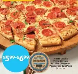 Aldi Mama Cozzi's Pizza Kitchen 16" Five Cheese or Pepperoni Deli Pizza offer