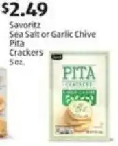 Aldi Savoritz Sea Salt or Garlic Chive Pita Crackers offer