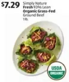 Aldi Simply Nature Fresh 93% Lean Organic Grass-Fed Ground Beef offer