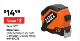 Lowe's Klein Tools Tape Measure, 25-Foot Compact, Double-Hook offer
