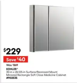 Lowe's KOHLER 30-in x 26.125-in Surface/Recessed Mount Mirrored Rectangle Soft Close Medicine Cabinet offer