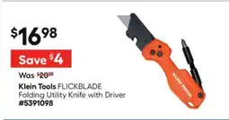 Lowe's Klein Tools FLICKBLADE Folding Utility Knife with Driver offer