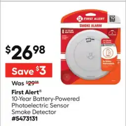 Lowe's First Alert 10-Year Battery-Powered Photoelectric Sensor Smoke Detector offer