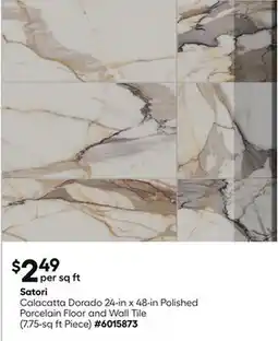 Lowe's Calacatta Dorado 24-in x 48-in Polished Porcelain Floor and Wall Tile offer