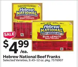 Stop&Shop Hebrew National Beef Franks offer