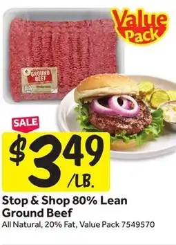 Stop&Shop Stop & Shop 80% Lean Ground Beef offer