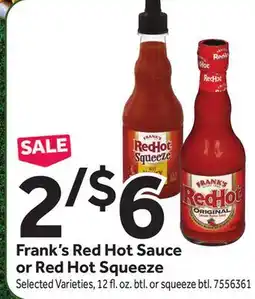 Stop&Shop Frank's Red Hot Sauce or Red Hot Squeeze offer