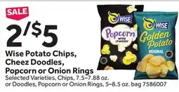 Stop&Shop Wise Potato Chips, Cheez Doodles, Popcorn or Onion Rings offer