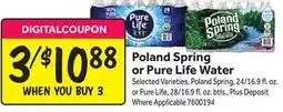 Stop&Shop Poland Spring or Pure Life Water offer