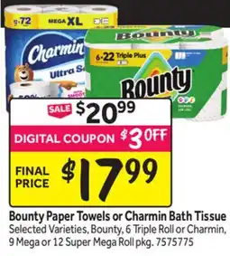 Stop&Shop Bounty Paper Towels or Charmin Bath Tissue offer