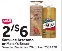 Stop&Shop Sara Lee Artesano or Maier's Bread offer