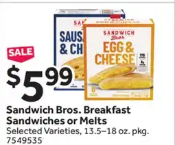 Stop&Shop Sandwich Bros. Breakfast Sandwiches or Melts offer