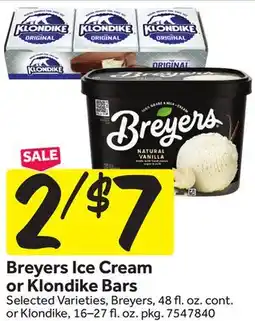 Stop&Shop Breyers Ice Cream or Klondike Bars offer