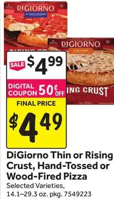 Stop&Shop DiGiorno Thin or Rising Crust, Hand-Tossed or Wood-Fired Pizza offer