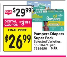 Stop&Shop Pampers Diapers Super Pack offer