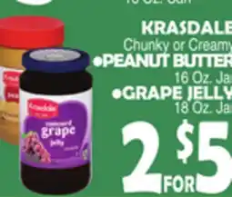 Bravo Supermarkets KRASDALE PEANUT BUTTER, GRAPE JELLY offer