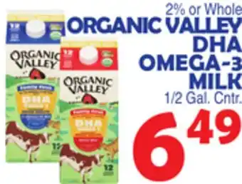 Bravo Supermarkets ORGANIC VALLEY DHA OMEGA-3 MILK offer