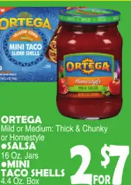 Bravo Supermarkets ORTEGA, SALSA 16 OZ. jars, MINI TACO SHELLS 4.4 oz. Box offer