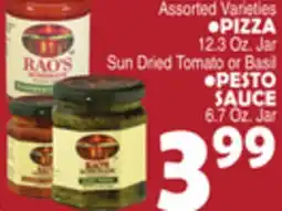 Bravo Supermarkets RAO'S PIZZA 12.3 Oz. Jar, PESTO SAUCE 6.7 Oz. Jar offer