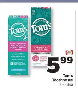 Weis Markets Tom's Toothpaste offer