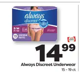 Weis Markets Always Discreet Underwear offer