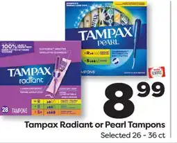 Weis Markets Tampax Radiant or Pearl Tampons offer