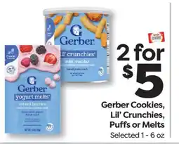 Weis Markets Gerber Cookies, Lil' Crunchies, Puffs or Melts offer