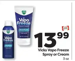Weis Markets Vicks Vapo Freeze Spray or Cream offer