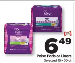 Weis Markets Poise Pads or Liners offer