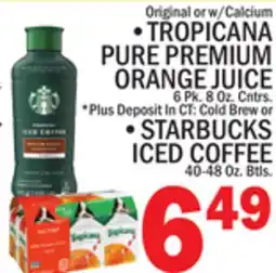 C Town TROPICANA PURE PREMIUM ORANGE JUICE, 6 Pk. 8 Oz. Cntrs offer