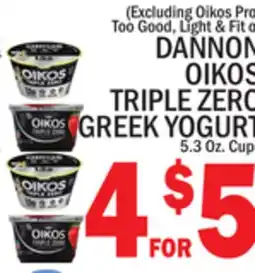 C Town DANNON OIKOS TRIPLE ZERO GREEK YOGURT offer