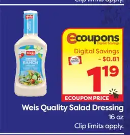 Weis Markets Weis Quality Salad Dressing offer