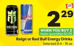 Weis Markets Reign or Red Bull Energy Drinks offer