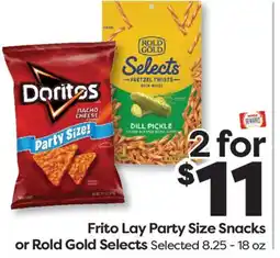 Weis Markets Frito Lay Party Size Snacks or Rold Gold Selects offer