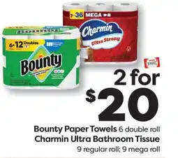 Weis Markets Bounty Paper Towels 6 double roll Charmin Ultra Bathroom Tissue 9 regular roll 9 mega roll offer