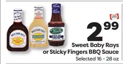 Weis Markets Sweet Baby Rays or Sticky Fingers BBQ Sauce offer