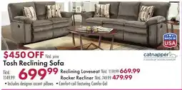 Boscov's Tosh Reclining Sofa offer