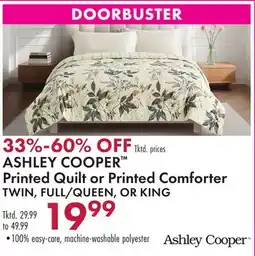 Boscov's ASHLEY COOPER Printed Quilt or Printed Comforter offer