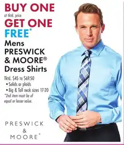Boscov's Mens PRESWICK & MOORE Dress Shirts offer