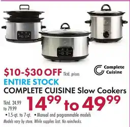 Boscov's ENTIRE STOCK COMPLETE CUISINE Slow Cookers offer