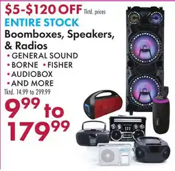 Boscov's ENTIRE STOCK Boomboxes, Speakers, & Radios offer