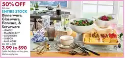 Boscov's ENTIRE STOCK Dinnerware, Glassware, Flatware, & Serveware offer