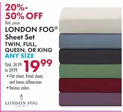 Boscov's LONDON FOG Sheet Set offer