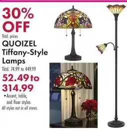 Boscov's QUOIZEL Tiffany-Style Lamps offer
