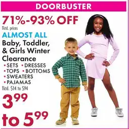 Boscov's Baby, Toddler, & Girls Winter Clearance offer