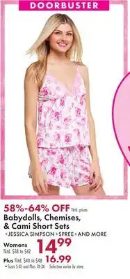 Boscov's Babydolls, Chemises, & Cami Short Sets offer