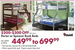 Boscov's Porter or Spencer Bunk Beds offer