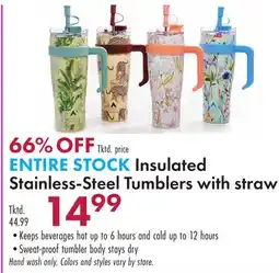 Boscov's ENTIRE STOCK Insulated Stainless-Steel Tumblers with straw offer