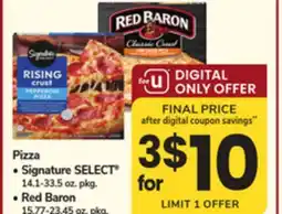 ACME Pizza Signature SELECT , 14.1-33.5 oz. pkg., Red Baron 15.77-23.45 oz offer