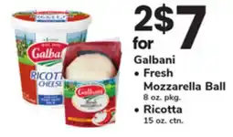 ACME Galbani Fresh Mozzarella Ball 8 oz. pkg. Ricotta 15 oz. ctn offer